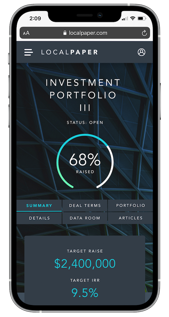 Smartphone showing mobile version of platform