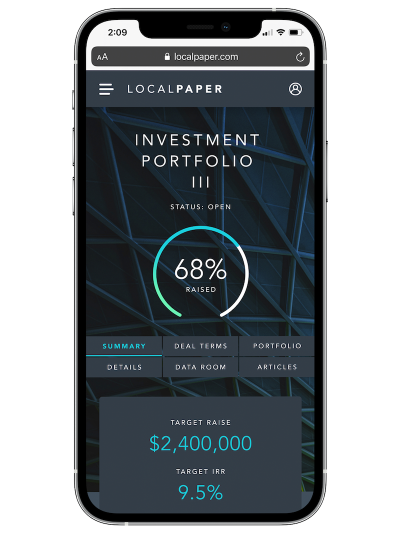 Smartphone showing mobile version of platform